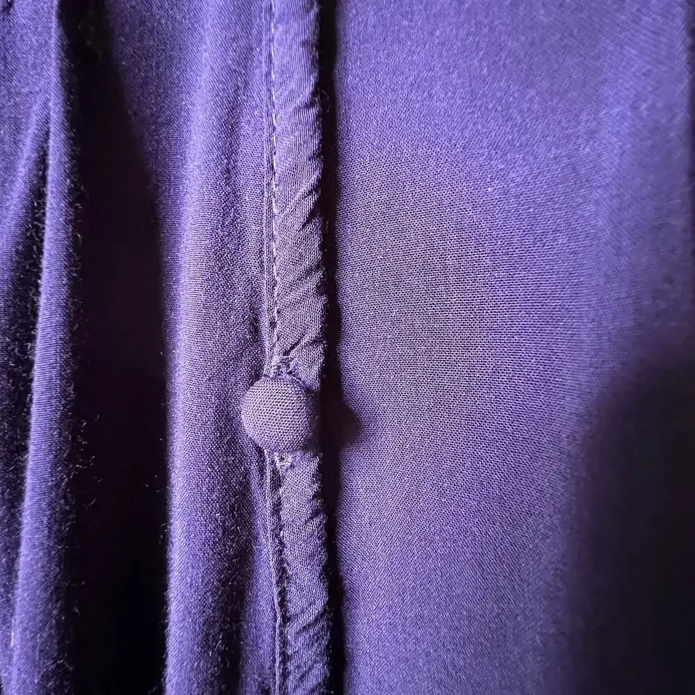 Solitaire Blouse Womens Size 2X Navy Blue Pintuck Button Down Embroidery Boho - Picture 7 of 15